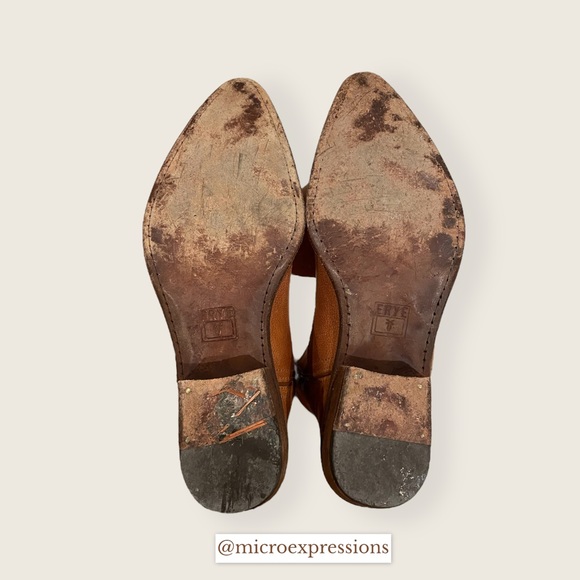 Frye Carson Pull Up Cognac Everyday Cute Genuine Leather Low Heel Cowboy Boot - Picture 9 of 11